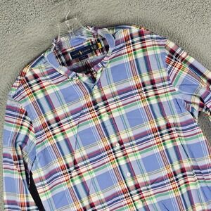Ralph Lauren Shirt Mens XL Blue Plaid Slim Fit Long Sleeve Collared Button Down